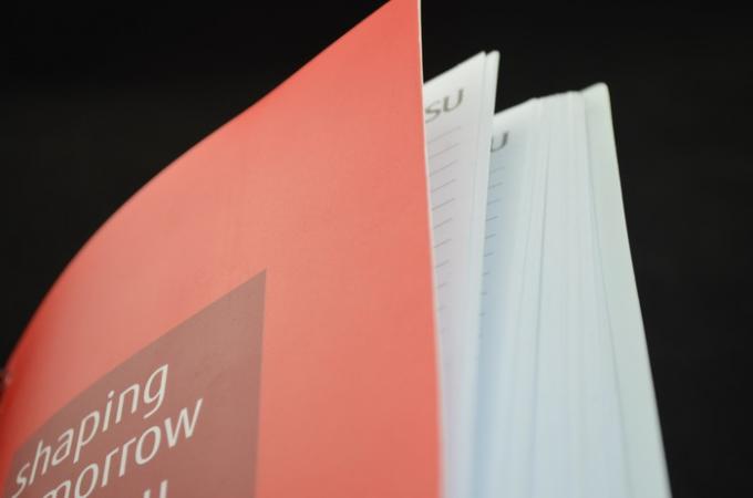 Red Recycled Custom Paper Notebooks , Spiral Bound Notebooks With Elastic Band