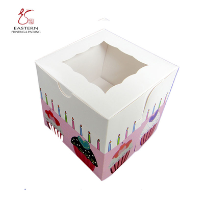 Single Cupcake Paper Boxes CMYK Printed With Window Insert Carrier