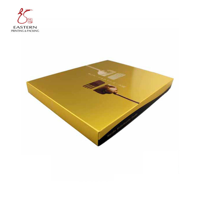 Black 350gsm Gold Cardboard Paper Chocolate Boxes With Inserts 25x25x5cm