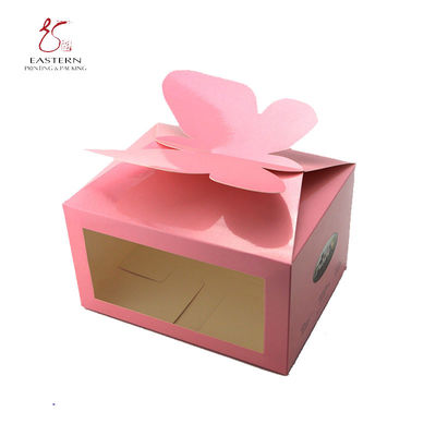Fashionable Pink Butterfly Type Bakery Packaging Boxes For Party 350gsm