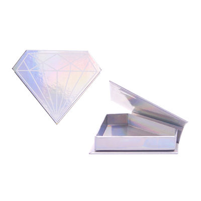 CMYK Printing Diamond Eyelash Box , Creative Eyelash Packaging Laser Silver Cardboard