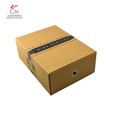 CMYK Color Kraft Paper Shoe Box , Drawer Type Shoe Box Custom Size Accepted
