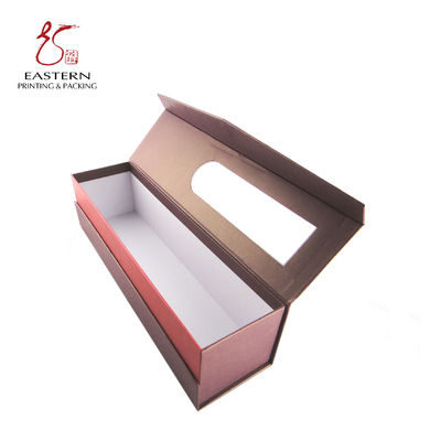 Pink PVC Window Cardboard Packaging Boxes For Wine Packaging