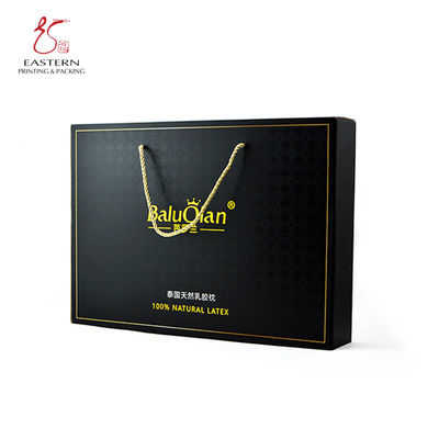 Black Pillow Packaging SGS Corrugated Cardboard Box With Handle Rope