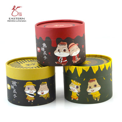 Cylinder 75mm Height Hard Cardboard Gift Boxes For Snack With Lids