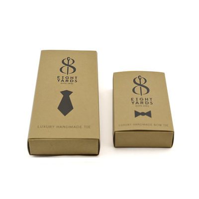 Nature Brown 350gsm Kraft Cardboard Bow Tie Box Packaging With Custom Logo