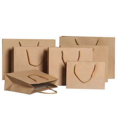 Recycled Handmade Brown Kraft Paper Gift Bags OEM With Handle