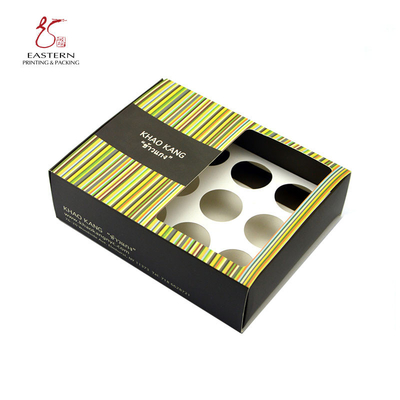 Eco Friendly 12 Cupcakes Paperboard Packaging Box With Inserts