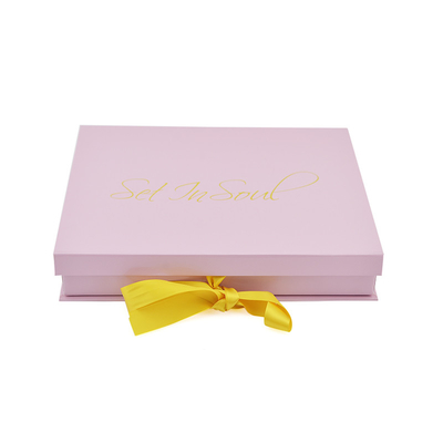 Yellow Ribbon Hard Cardboard Gift Boxes Recycled Paper Gift Boxes 4C Printing