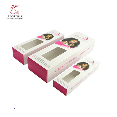 CMYK Custom Printed Hang Cosmetic Packaging Paper Box For Hair Extension