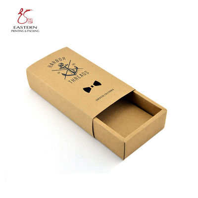 brown Paper Bow Tie Packaging Box | Sliding kraft paper packaging box With Window