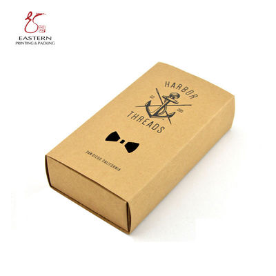 brown Paper Bow Tie Packaging Box | Sliding kraft paper packaging box With Window