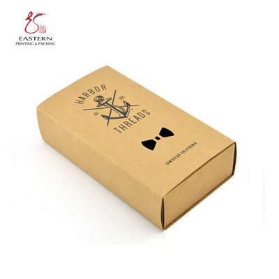 brown Paper Bow Tie Packaging Box | Sliding kraft paper packaging box With Window