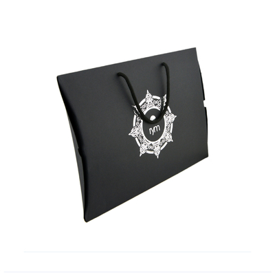 Customized Accessories Cardboard Gift Packaging Box Silver Foil| Pillow Shaped Boxes with Handle