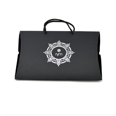 Customized Accessories Cardboard Gift Packaging Box Silver Foil| Pillow Shaped Boxes with Handle