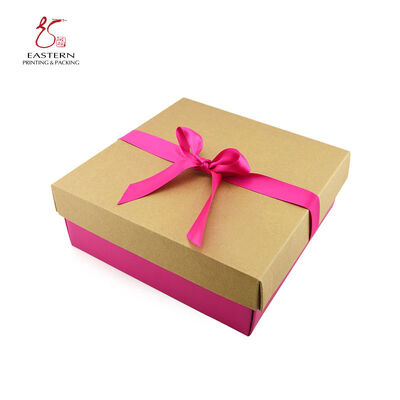 Custom Printed Gift Boxes Box with Ribbon | E flute Corrugated Cardboard Box with Lid