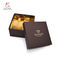 Brown 2 Layer 20cm length Chocolate Packaging Paper Box With Gold Insert