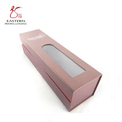 Pink PVC Window Cardboard Packaging Boxes For Wine Packaging