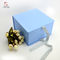 Drawer Type Elegant Blue Square Cardboard Boxes With Ribbon
