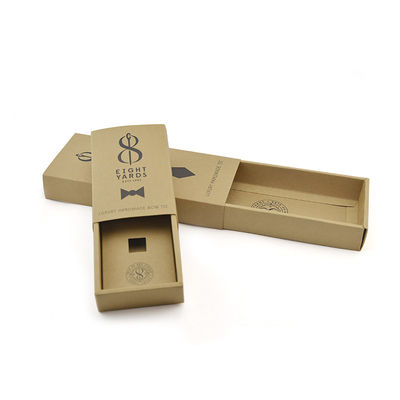 Nature Brown 350gsm Kraft Cardboard Bow Tie Box Packaging With Custom Logo