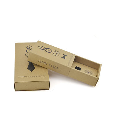 Nature Brown 350gsm Kraft Cardboard Bow Tie Box Packaging With Custom Logo