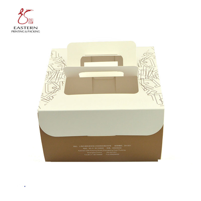 350gsm Cardboard Takeaway Cake Boxes With Handle 20*20*10cm