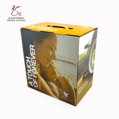 Bulk Cardboard Shipping Boxes | Folded CMYK Corrugated Paper Box Stamped Packaging With Handle