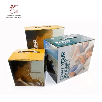 Bulk Cardboard Shipping Boxes | Folded CMYK Corrugated Paper Box Stamped Packaging With Handle