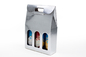 3 Wine Bottle Gift Boxes With Handle Eco Friendly Corrugated Cardbord Paper